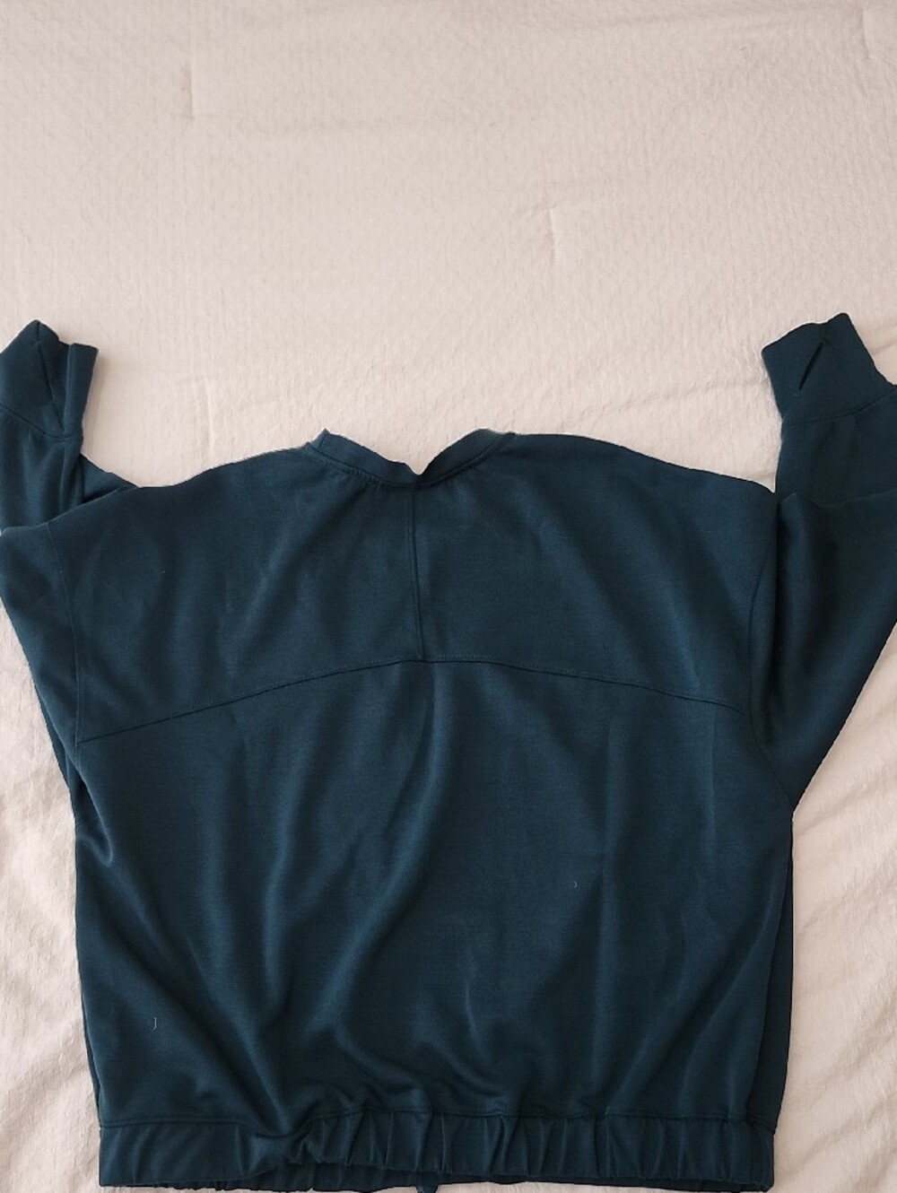 Kensie Teal Cropped Sweatshirt Wide Sleeve Drop Shoulder Pullover M - Picture 5 of 8